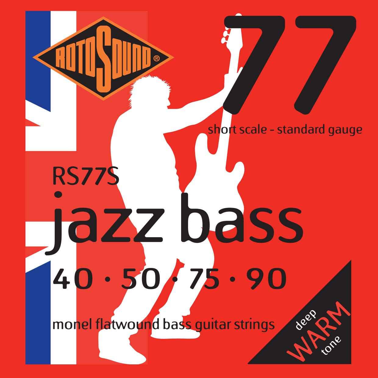 Rotosound Rs77S Monel Flatwound Short Scale Bass Guitar Strings (40 50 75 90)